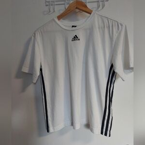 Adidas Men's White Tee with Black Side Stripes